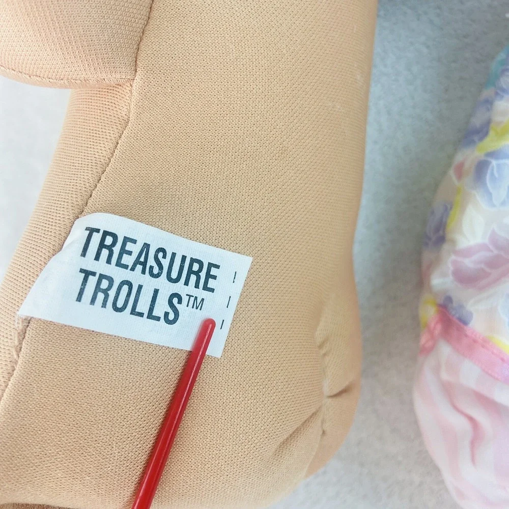 Vintage Ace Novelty Treasure Trolls Doll Purple Hair Purple Gem Jewel Belly